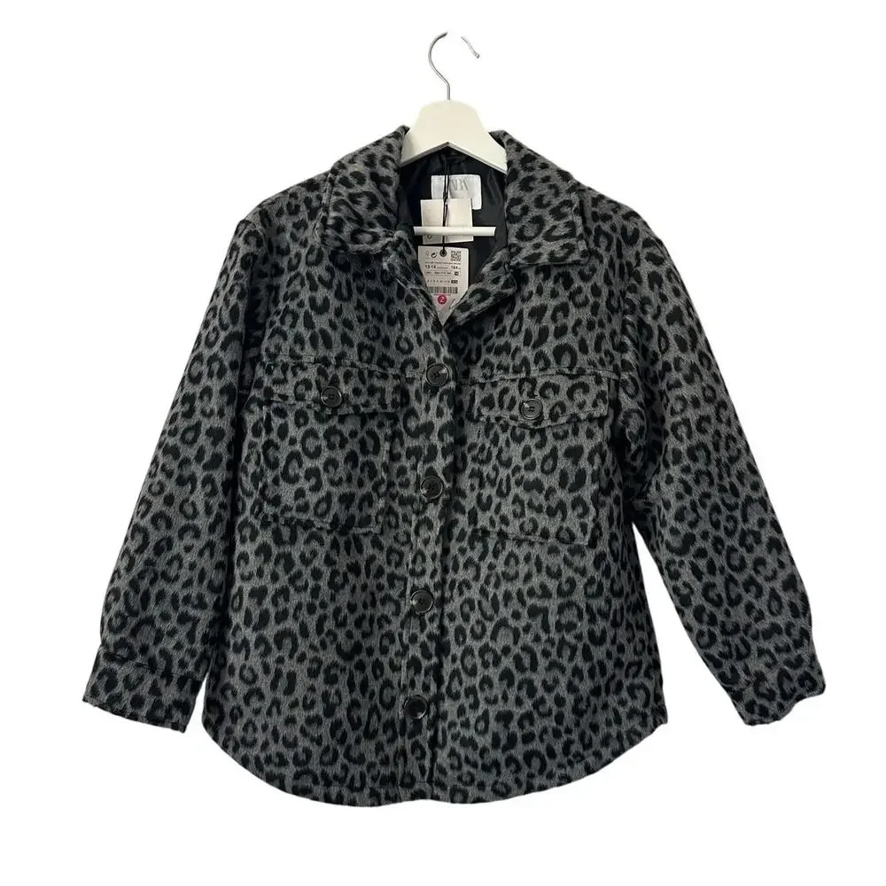 Zara Leopard Fleece  Shacket Jacket size 13-14 (girls)